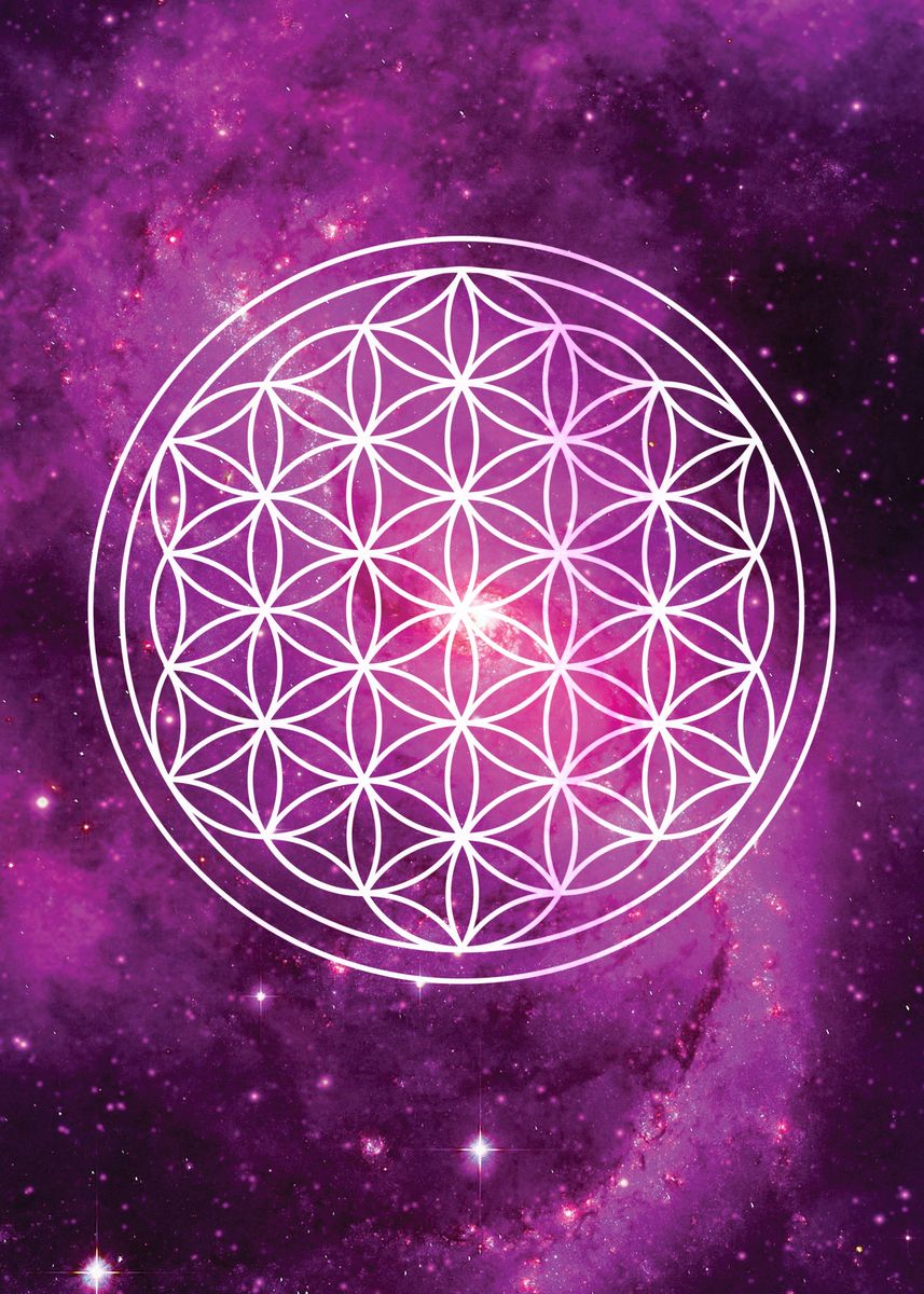 Flower of Life Galaxy' Poster by Sarah Wainwright Design | Displate