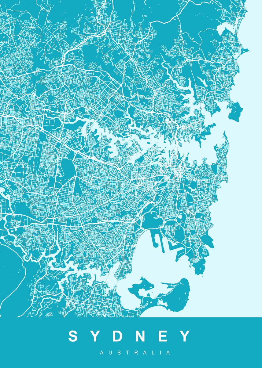 'SYDNEY City Map Australia' Poster by UrbanMaps | Displate