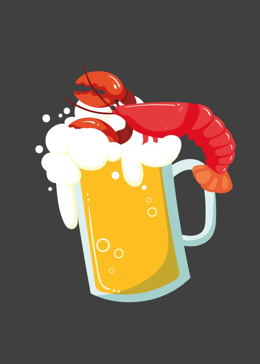 'Beer Drinking Lobster' Poster by MaximusDesigns Displate
