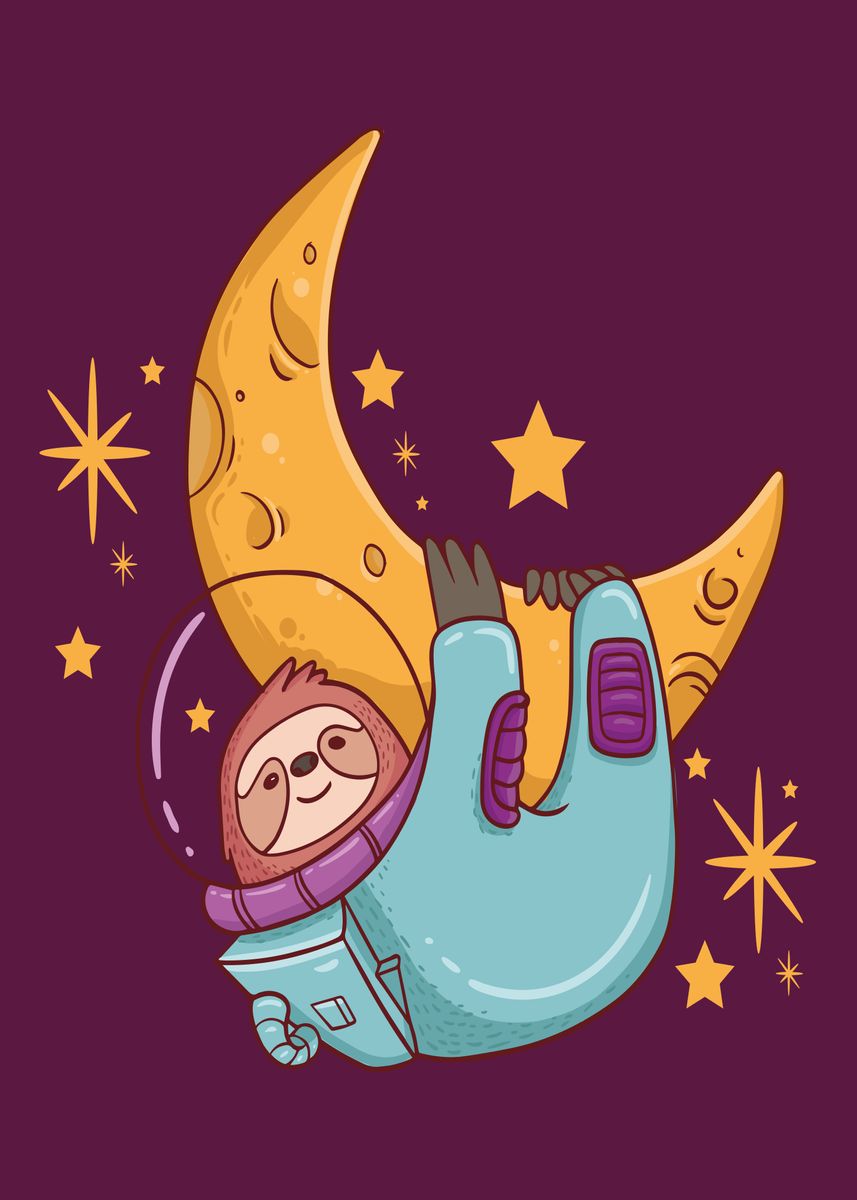 'Cosmosloth' Poster, picture, metal print, paint by Bombdesign | Displate