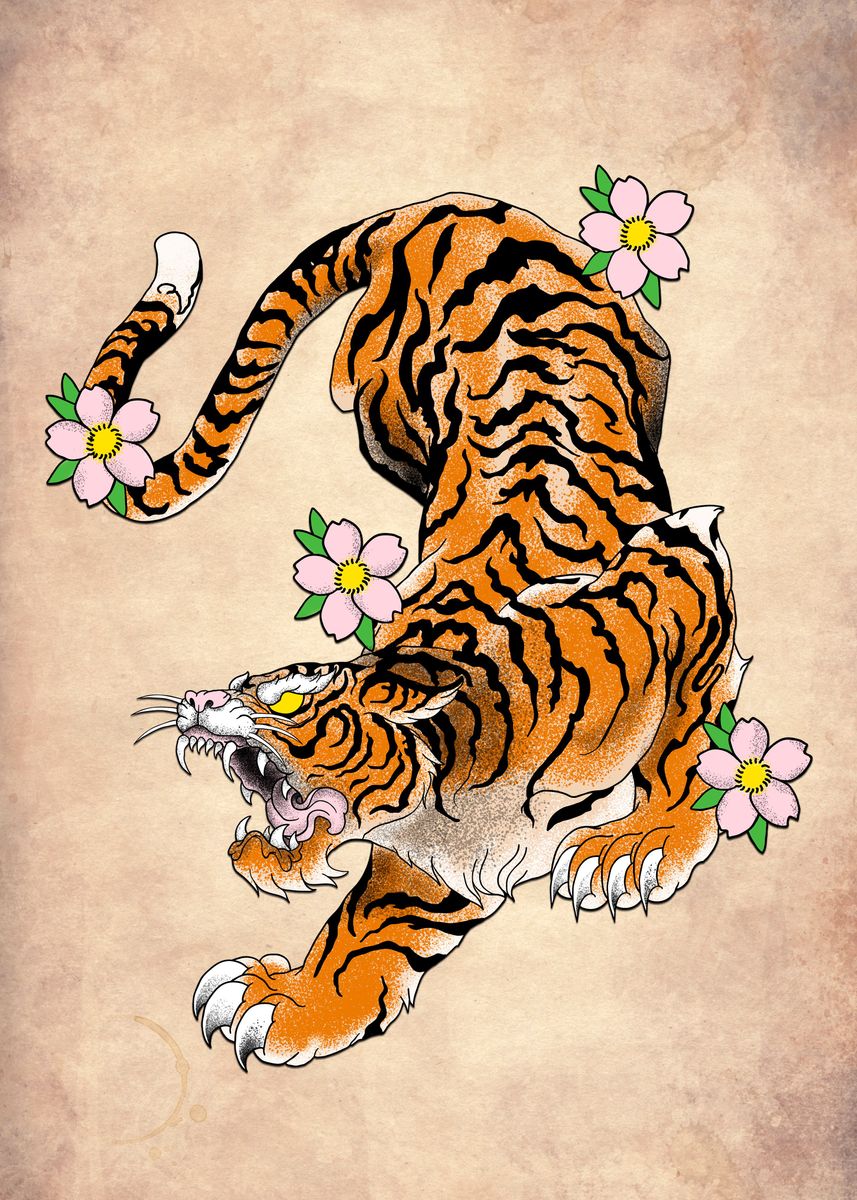 Tiger tattoo japanese' Poster by almost seven | Displate