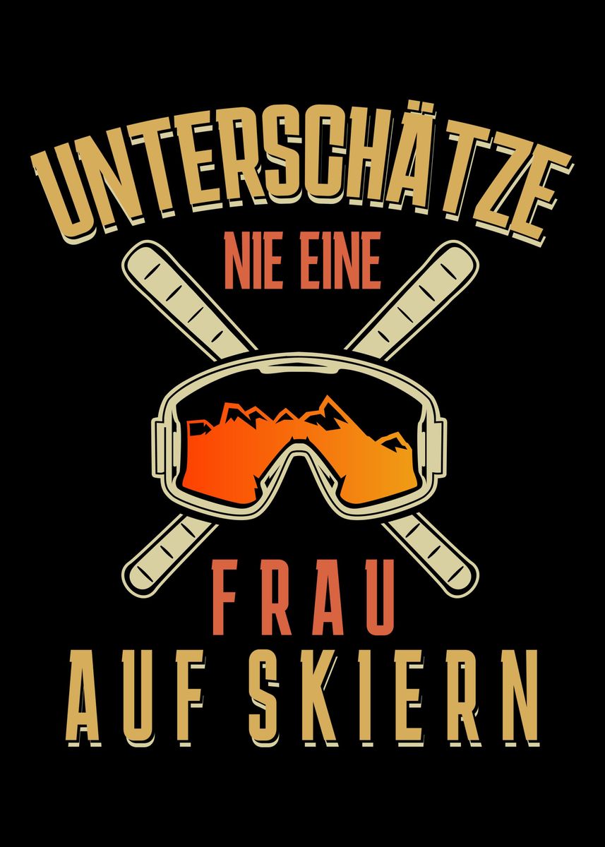 'Witziger Skilehrer Spruch' Poster, picture, metal print, paint by