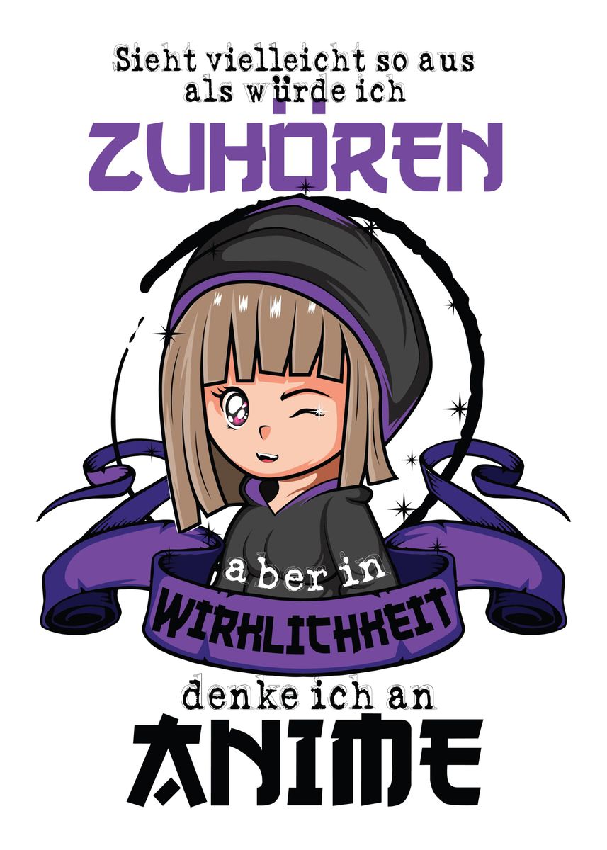 'Perfekter Anime Fan Spruch' Poster, picture, metal print, paint by