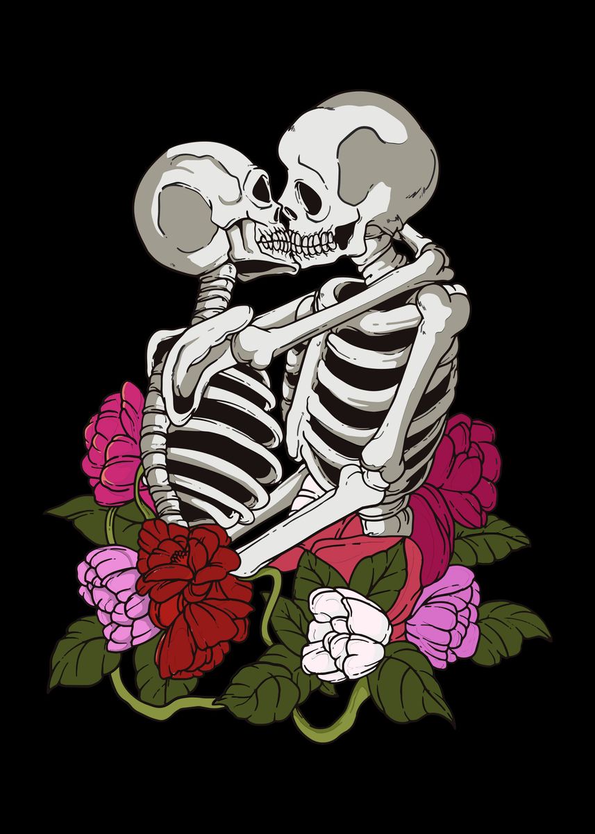 'Lesbian Cool Skeleton' Poster, picture, metal print, paint by ...