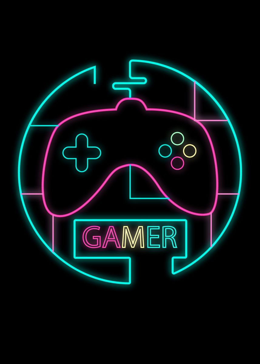 'Gamer neon lights' Poster by Max Ronn | Displate