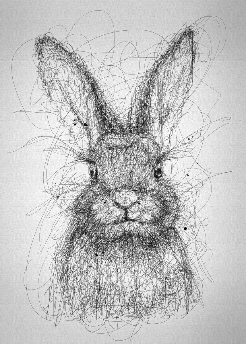 'rabbit scribbleart' Poster, picture, metal print, paint by Izmo ...