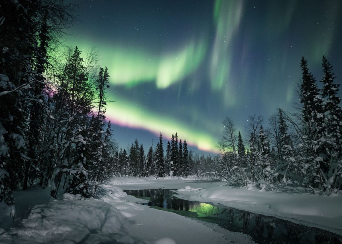 'Riverside Auroras' Poster by Timo Oksanen | Displate