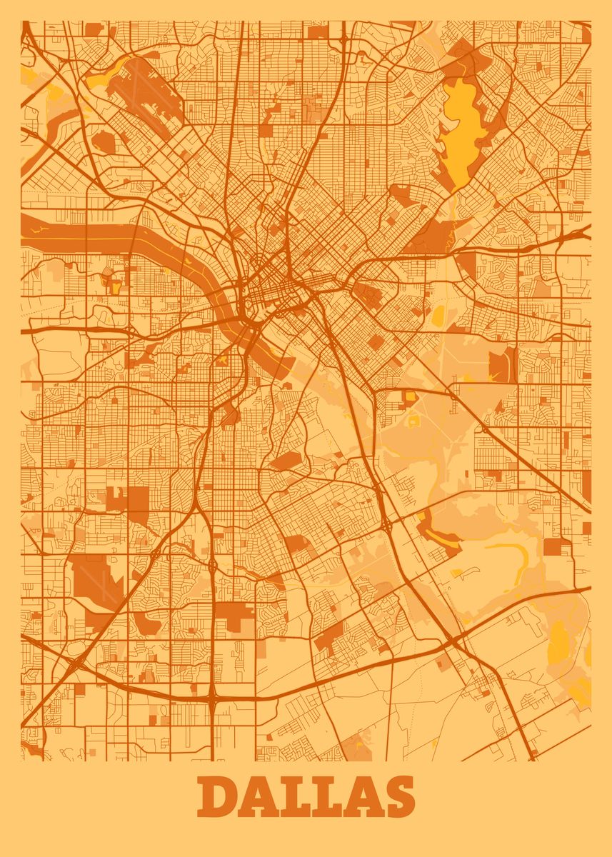 Dallas Sunset City Map Poster By Tien Stencil Displate 6375