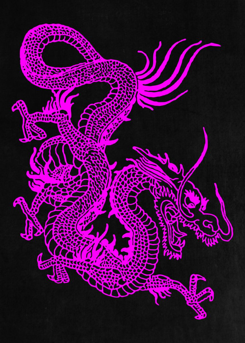 Fuchsia Chinese Dragon Poster By John Marinakis Displate