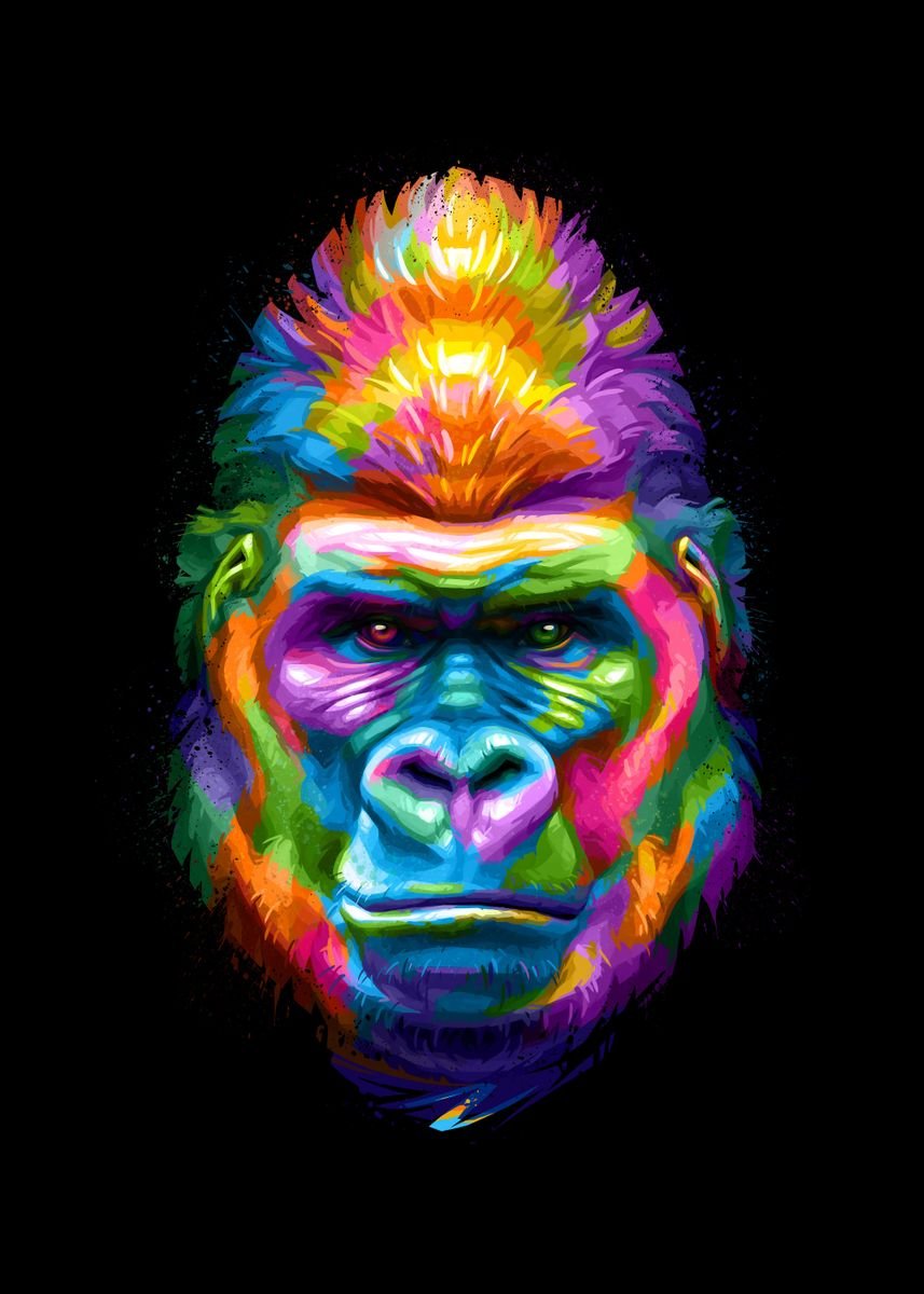 'Gorilla' Poster, picture, metal print, paint by Stonemask | Displate