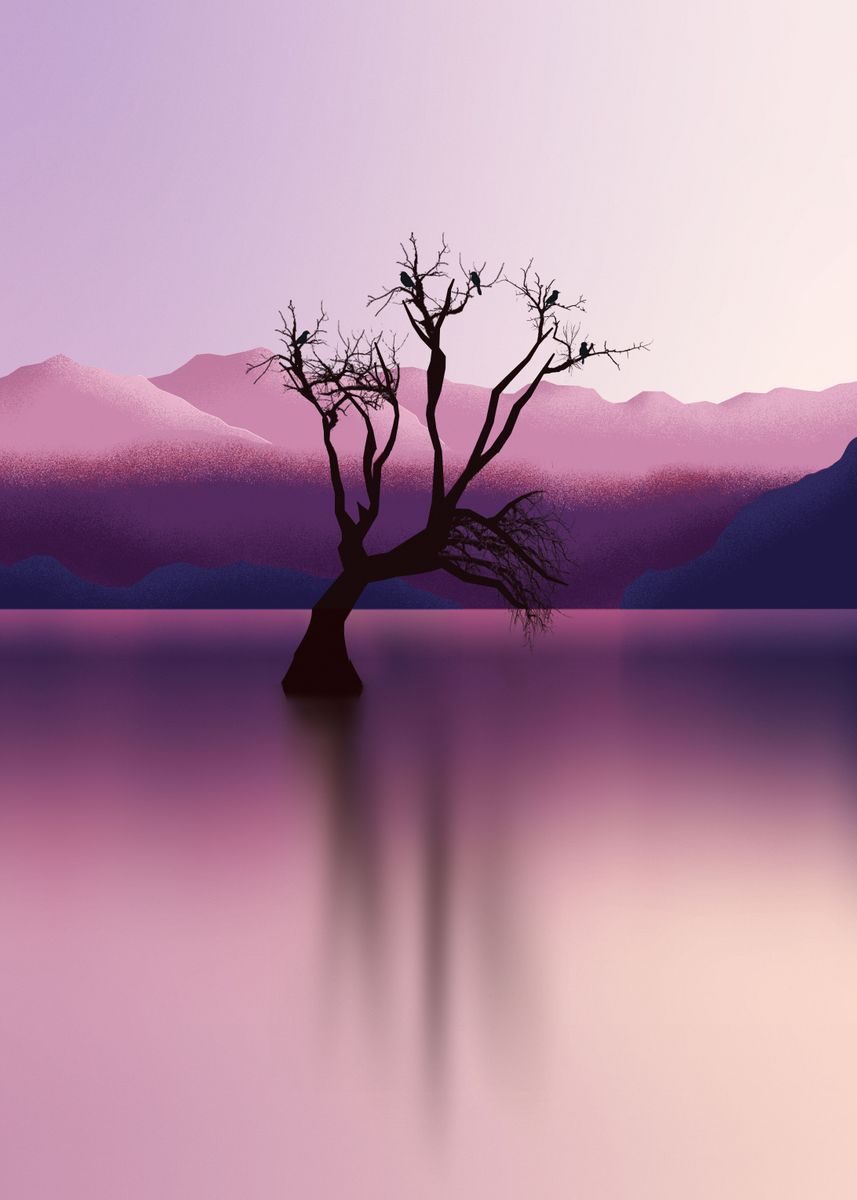 'Lake Wanaka Illustration ' Poster by Ben | Displate