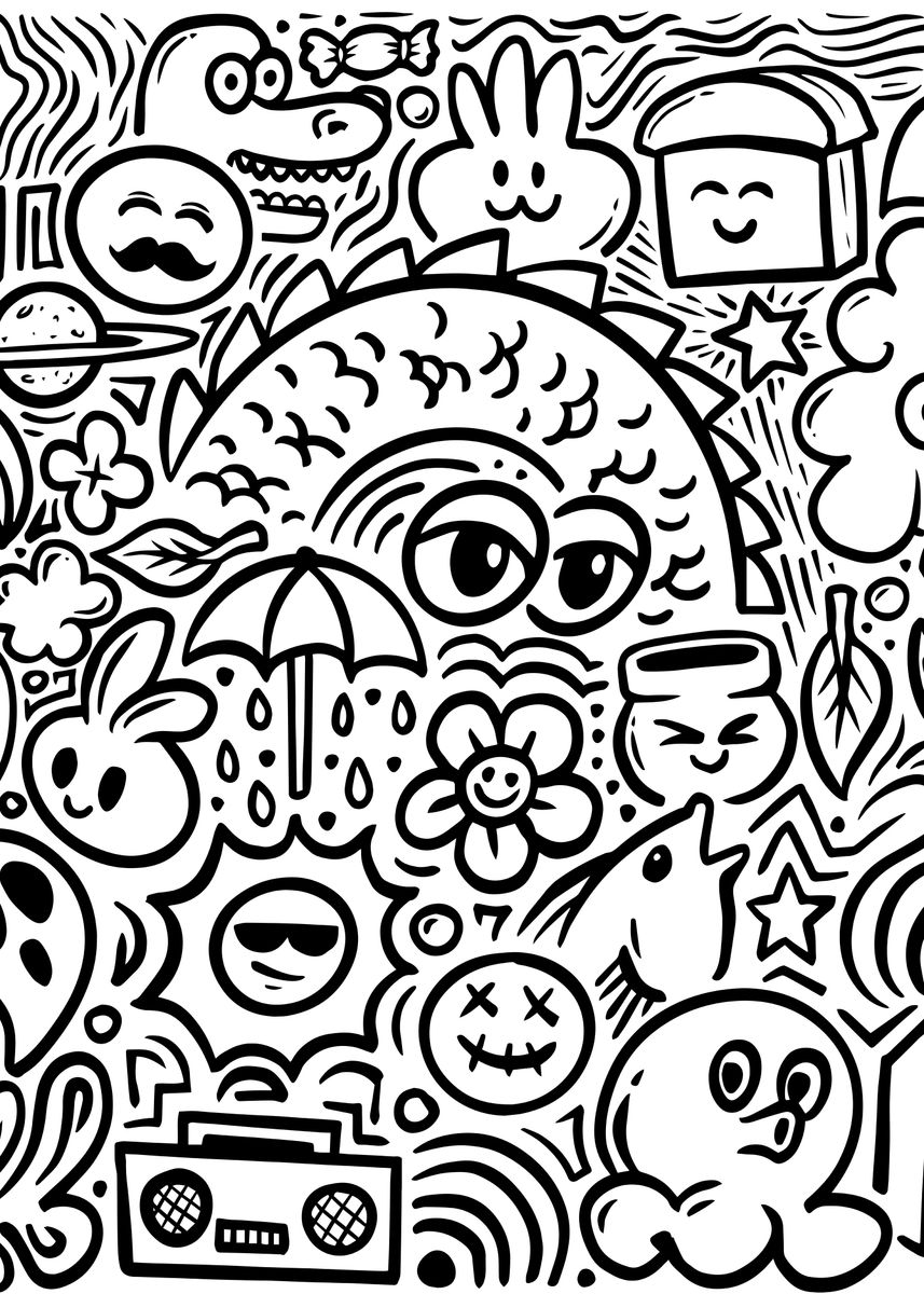 'Doodle Poster Illustration' Poster, picture, metal print, paint by ...