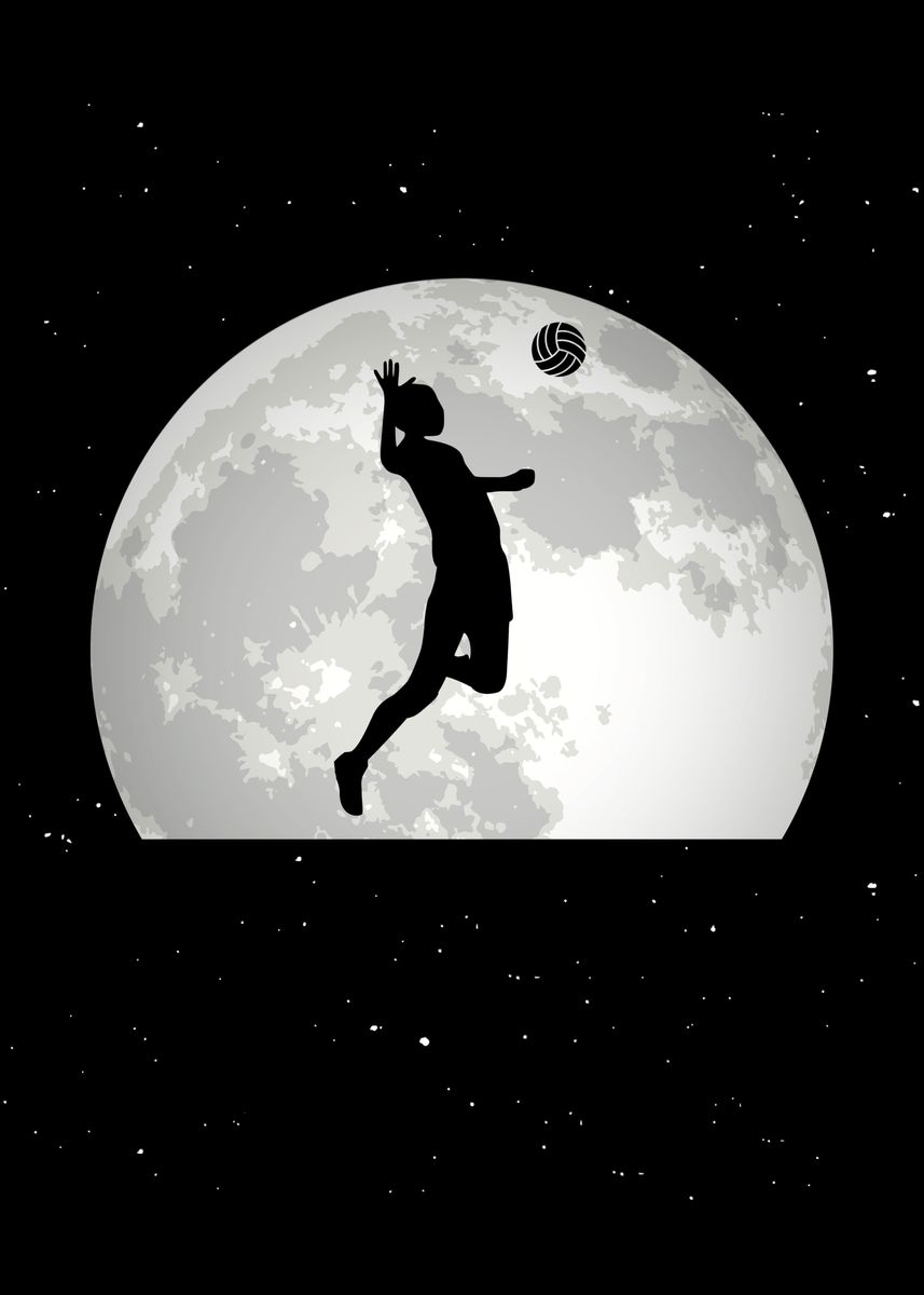 'Volleyball Player Moon' Poster, picture, metal print, paint by ...