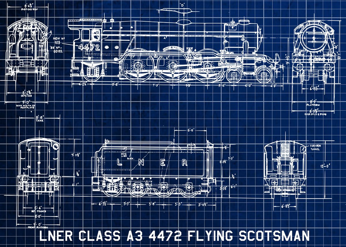 THE FLYING SCOTSMAN TRAIN PRINT Limited Edition Signed Drawing Class A3 LNER 