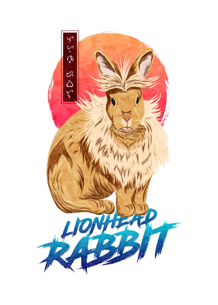 'Lionhead Rabbit White' Poster, picture, metal print, paint by Thor ...