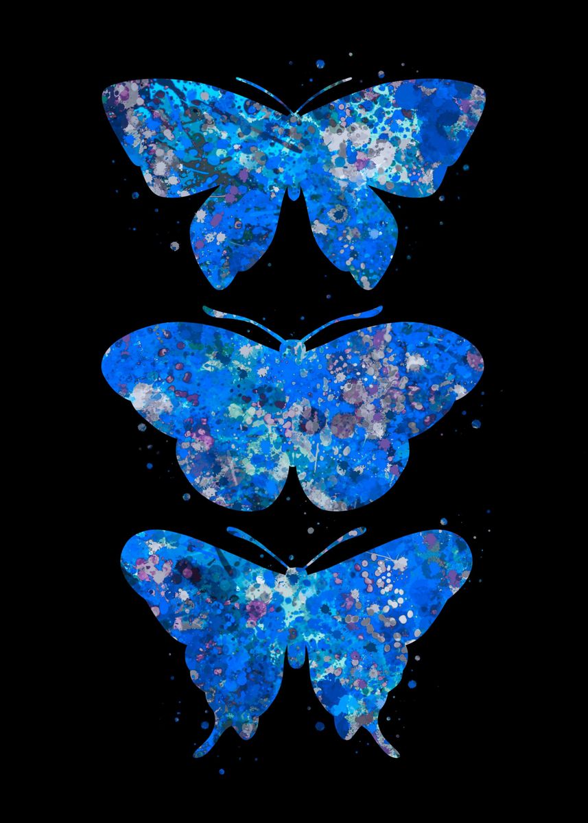 'Butterfly blue art' Poster, picture, metal print, paint by Yahya Art ...