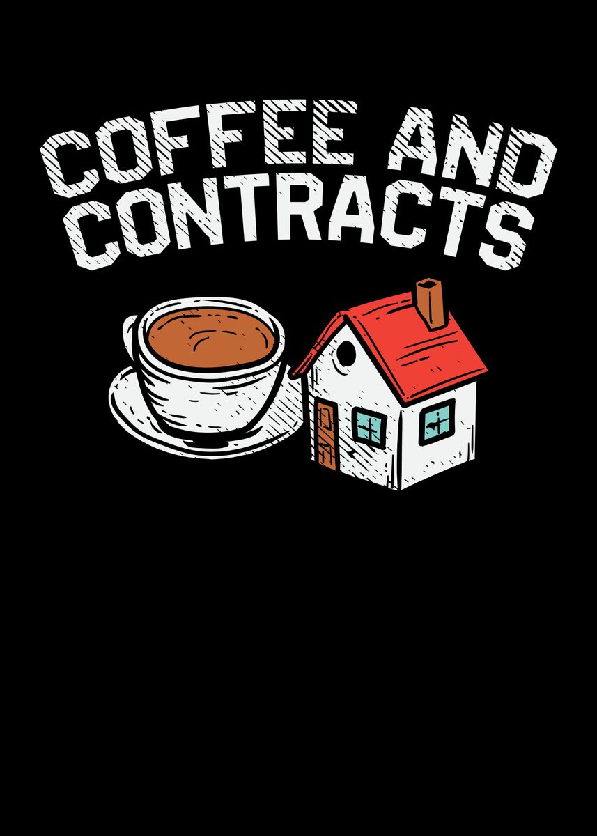 'Coffee And Contracts' Poster, picture, metal print, paint by Uwe