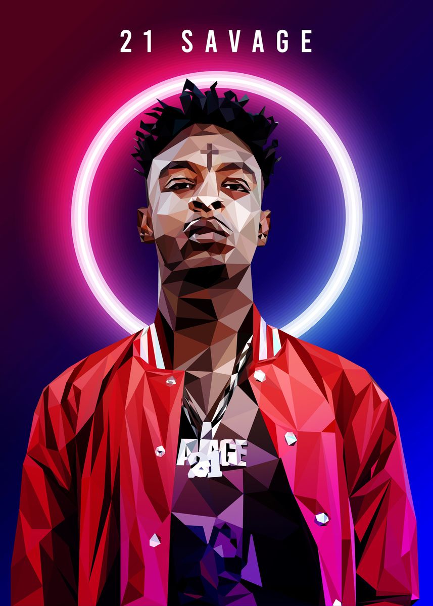 21 Savage 'Red Portrait' Poster – Posters Plug