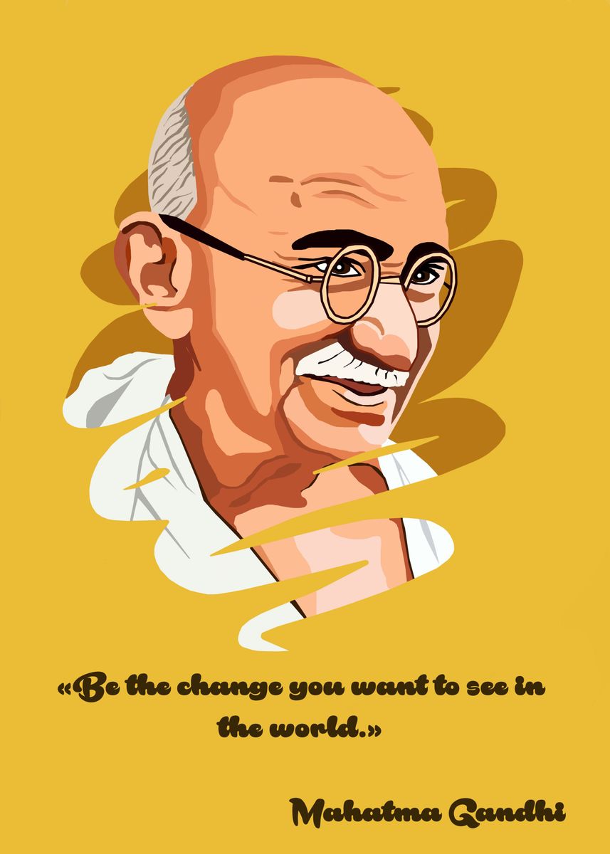 'MAHATMA GANDHI ' Poster, picture, metal print, paint by TroisiemeOeil ...