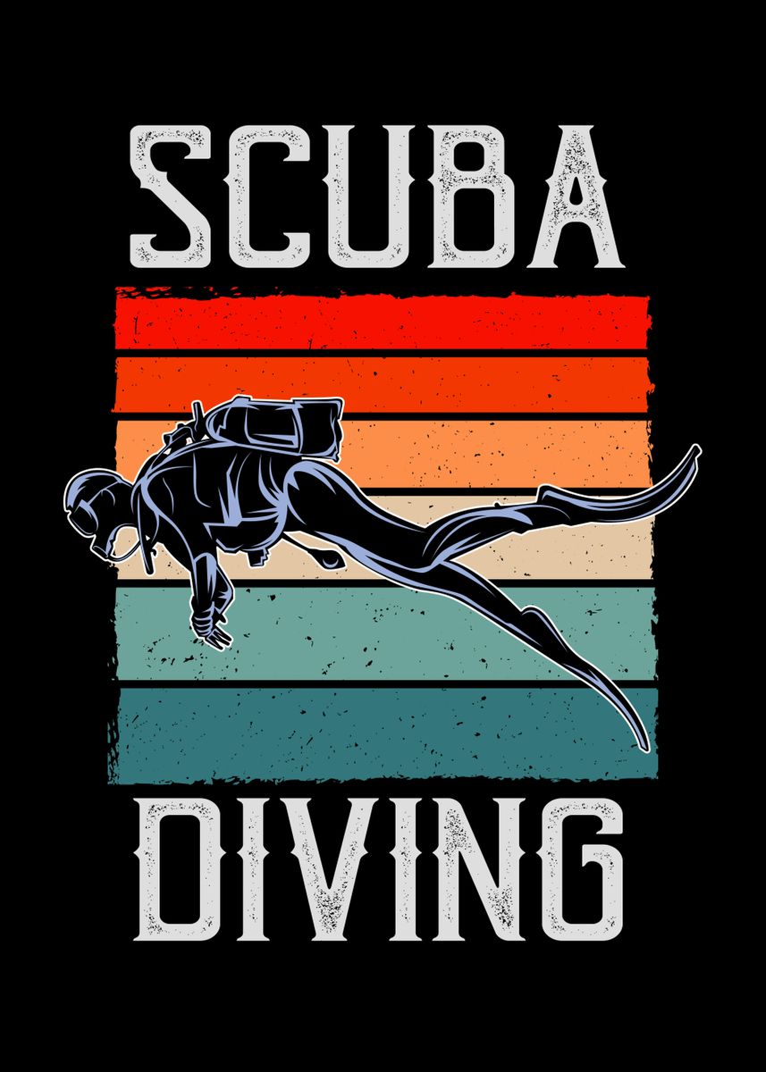 'scuba Diving Diver Retro' Poster, Picture, Metal Print, Paint By Foxxy 