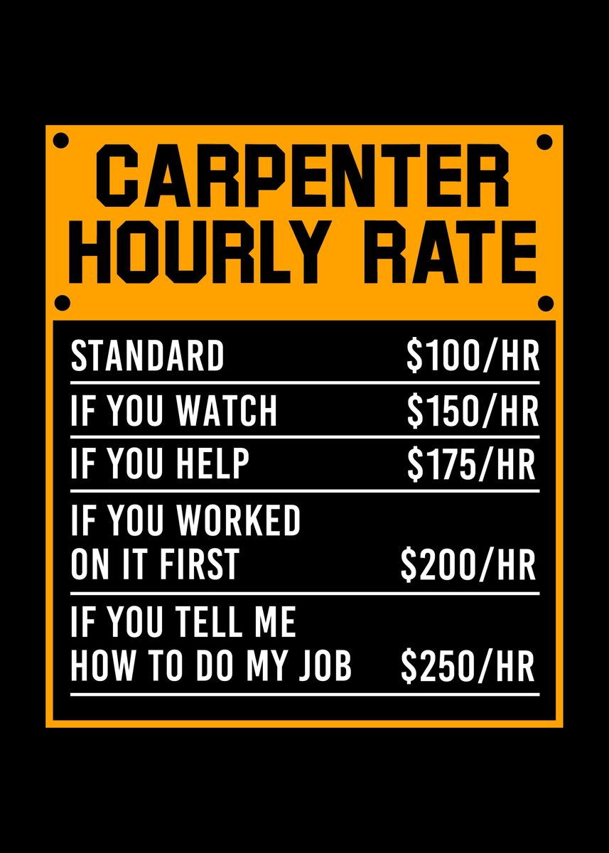 'Carpenter Hourly Rate' Poster, picture, metal print, paint by FunnyGifts Displate