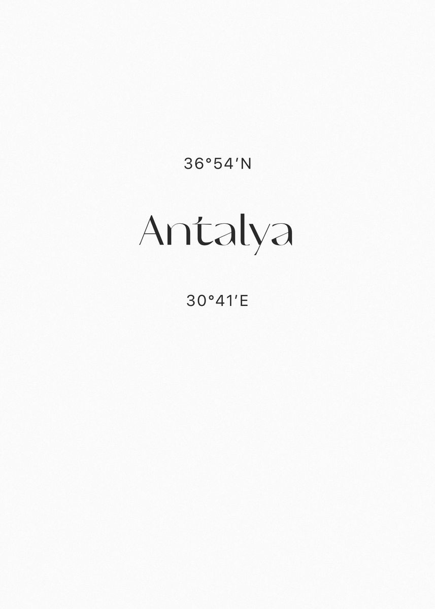 'Antalya Coordinates' Poster by Visitify Displate