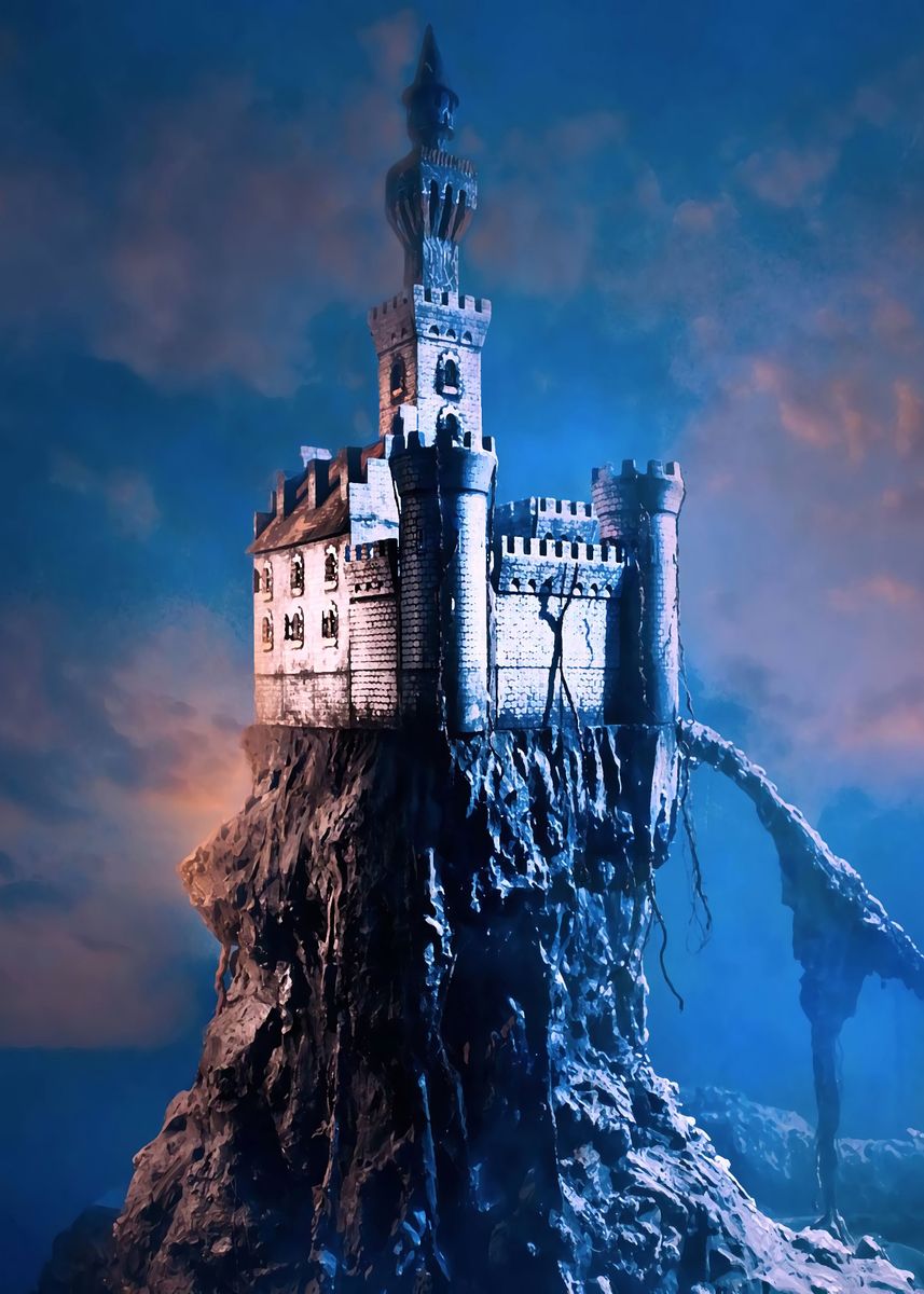 Замок на скале остров Ардмор Ирландия. Остров Касл замок на скале. Фантазийный замок. Замок фэнтези.