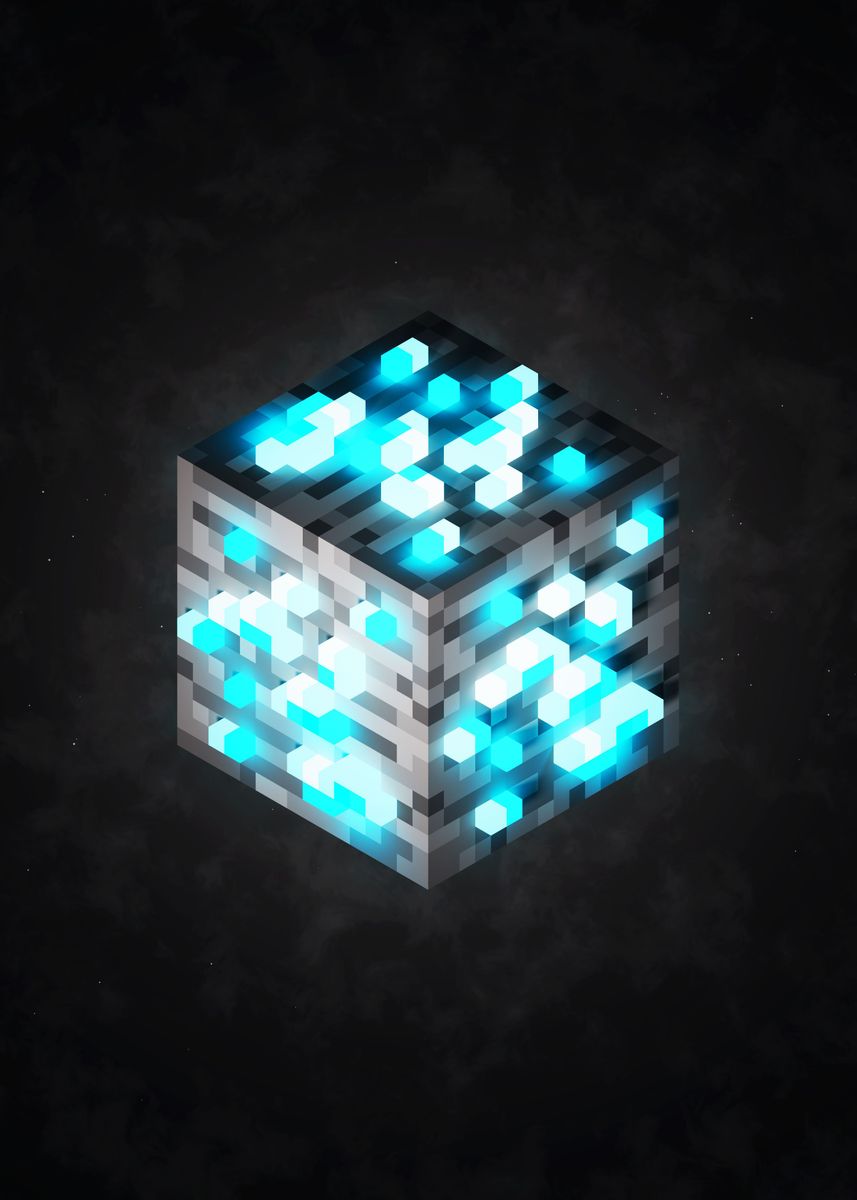 'CubeShiny Diamond VoxelArt' Poster, picture, metal print, paint by ...