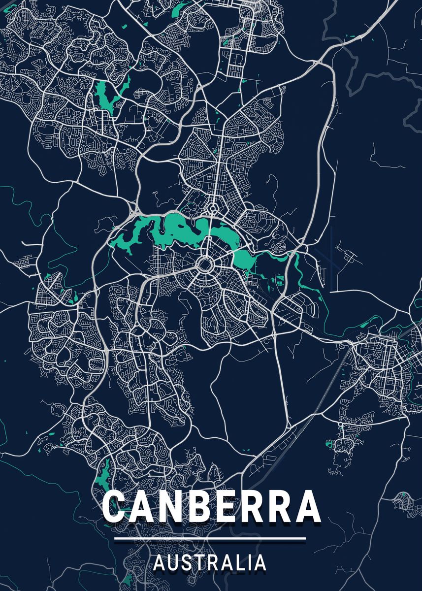 Canberra Map Australia Poster By Max Ronn Displate