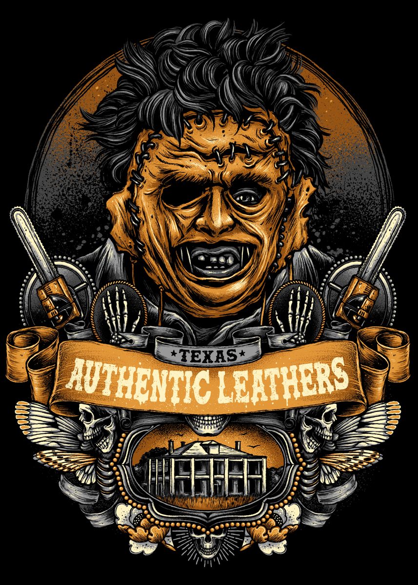 'Texas Authentic Leathers' Poster, picture, metal print, paint by
