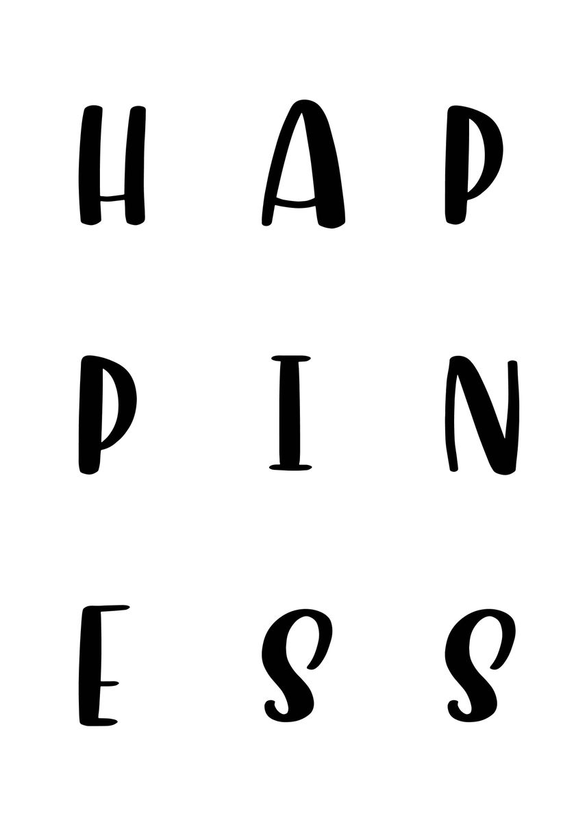 'Happiness Quote Design' Poster, picture, metal print, paint by Hendri ...