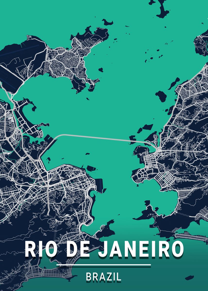 Rio De Janeiro Map Brazil Poster By Max Ronn Displate