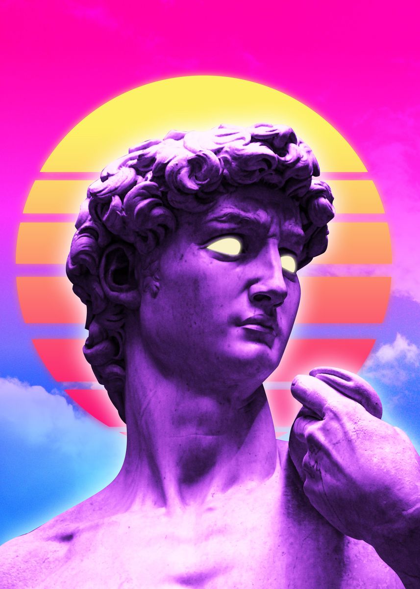 'David 80s vaporwave' Poster, picture, metal print, paint by El Rik