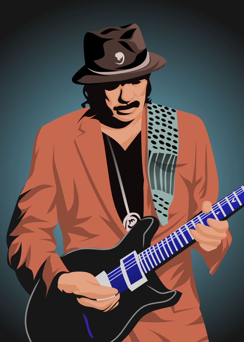 Poster Carlos Santana - Guitar, (59.4 x 84.1 cm)