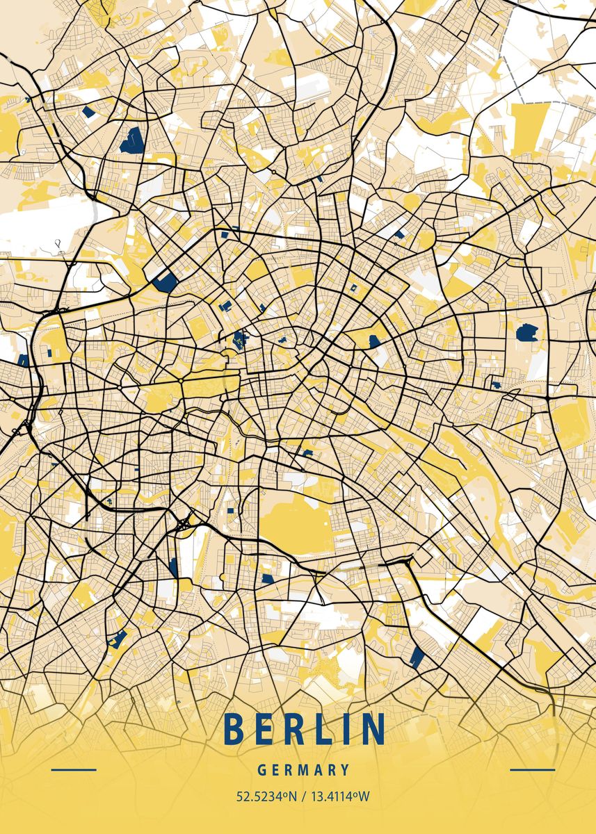 'Berlin City Map Germany' Poster by Max Ronn | Displate