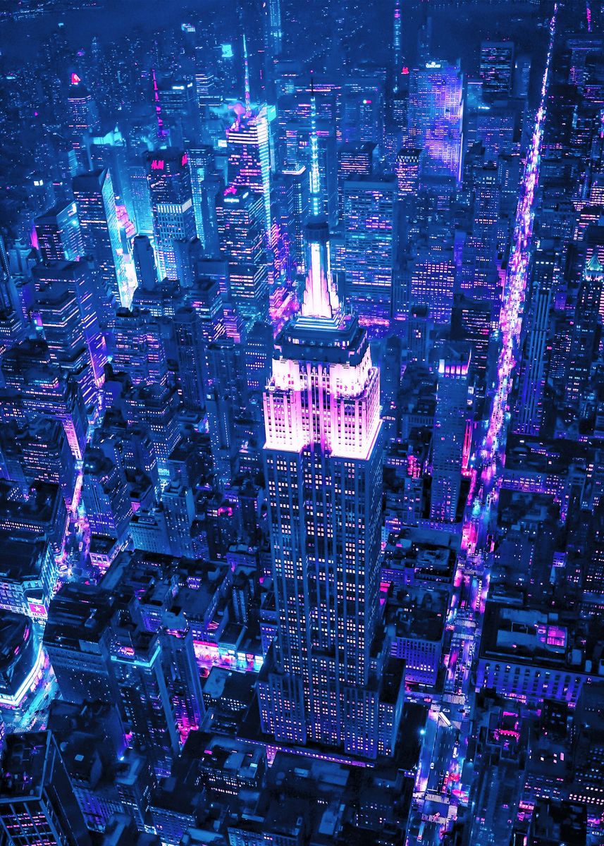 'Cyberpunk New York' Poster, picture, metal print, paint by Conceptual ...