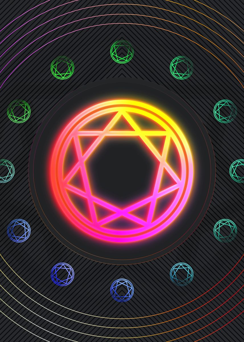 'Neon Geometric Glyph Rune' Poster by Holy Rock Design | Displate