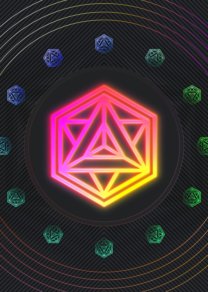 Mandala Rune 'Neon Glyph Mandala Rune' Poster, picture, metal print, paint by Holy ...
