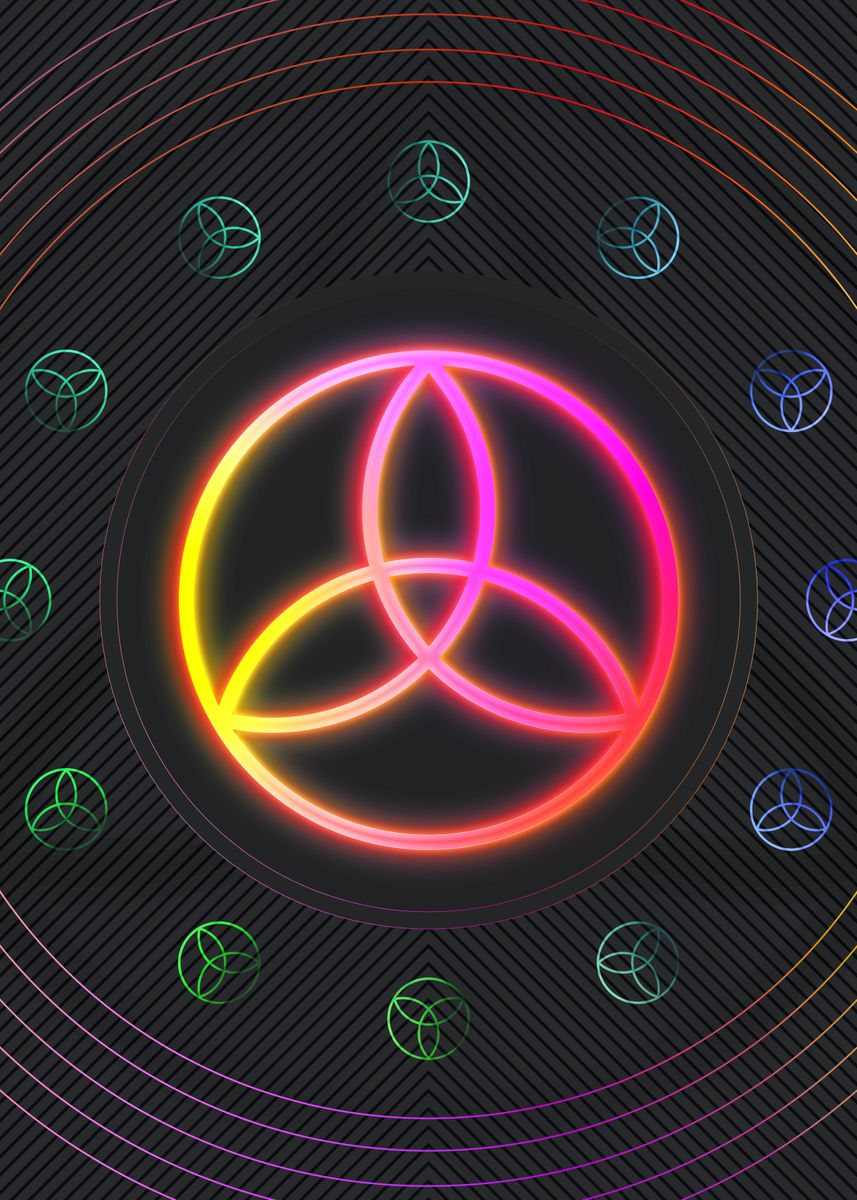 'Neon Geometric Glyph Rune' Poster, picture, metal print, paint by Holy ...