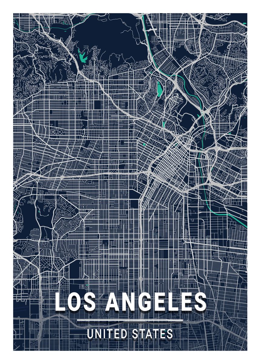 'Los Angeles City Map USA' Poster by Max Ronn | Displate