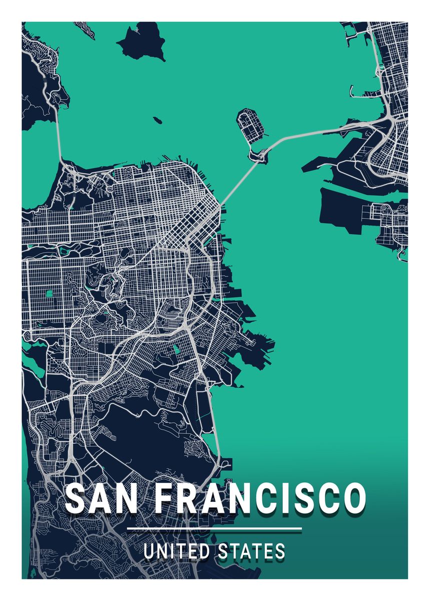 San Francisco City Map USA Poster By Max Ronn Displate 