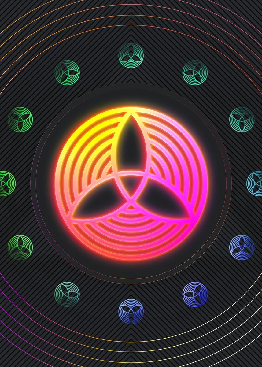Mandala Rune 'Neon Glyph Mandala Rune' Poster, picture, metal print, paint by Holy ...
