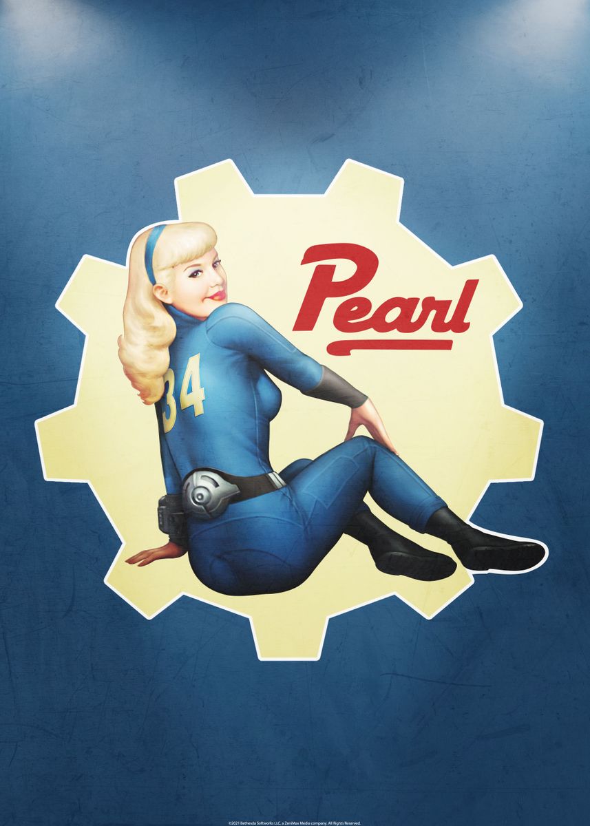 'Pearl in Blue' Poster, picture, metal print, paint by Fallout | Displate