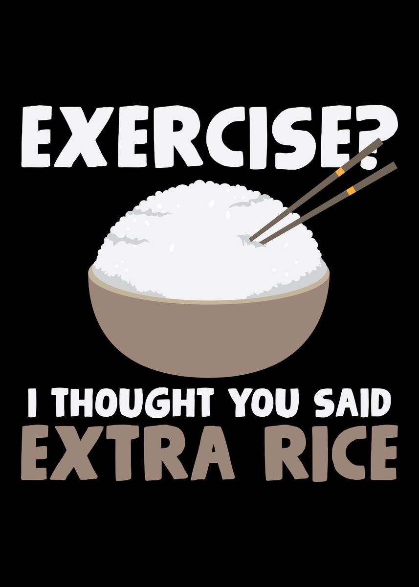 'Rice Exercise Workout' Poster, picture, metal print, paint by ...