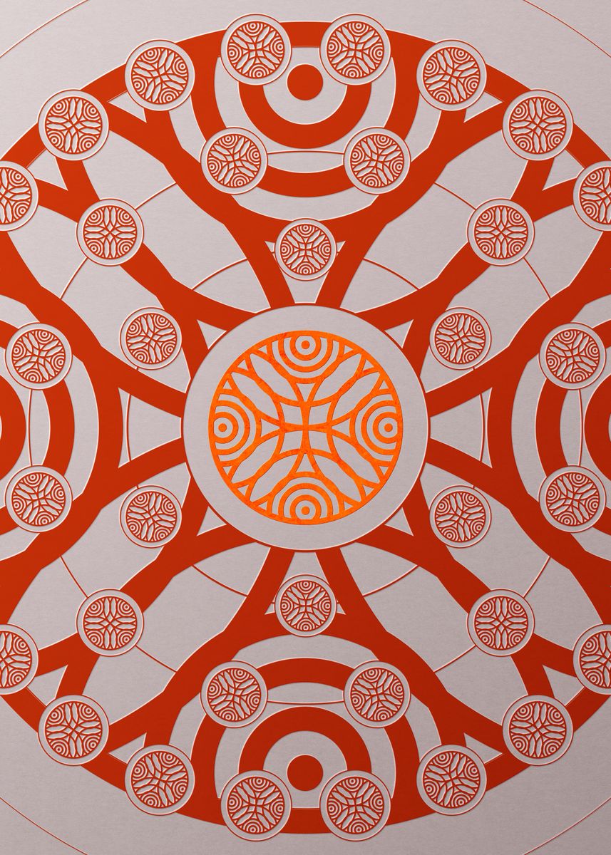 Mandala Rune 'Red Glyph Mandala Rune Art' Poster, picture, metal print, paint by ...
