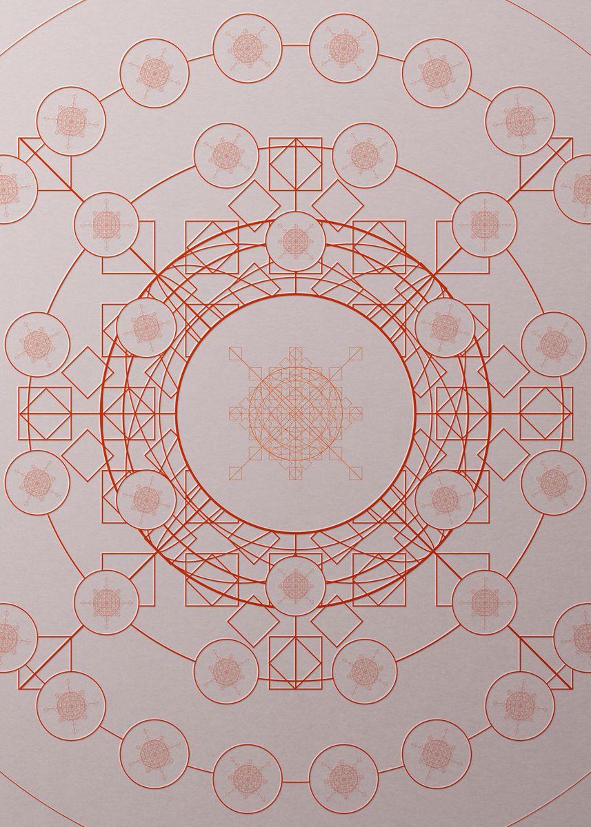 Mandala Rune 'Red Glyph Mandala Rune Art' Poster, picture, metal print, paint by ...