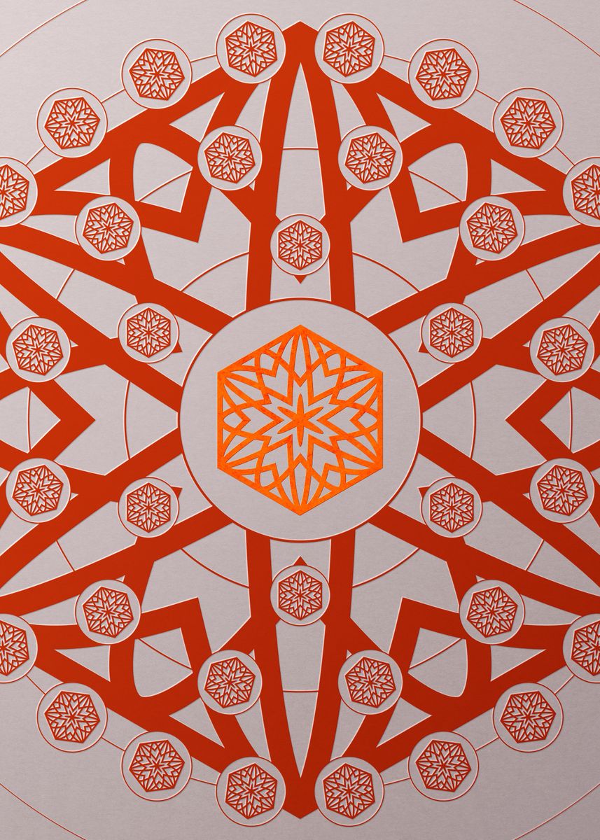 Mandala Rune 'Red Glyph Mandala Rune Art' Poster by Holy Rock Design | Displate