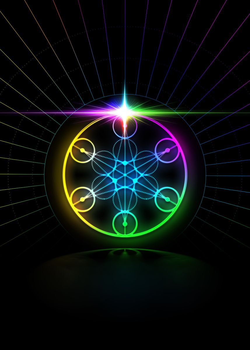 Mandala Rune 'Neon Glyph Mandala Rune' Poster, picture, metal print, paint by Holy ...