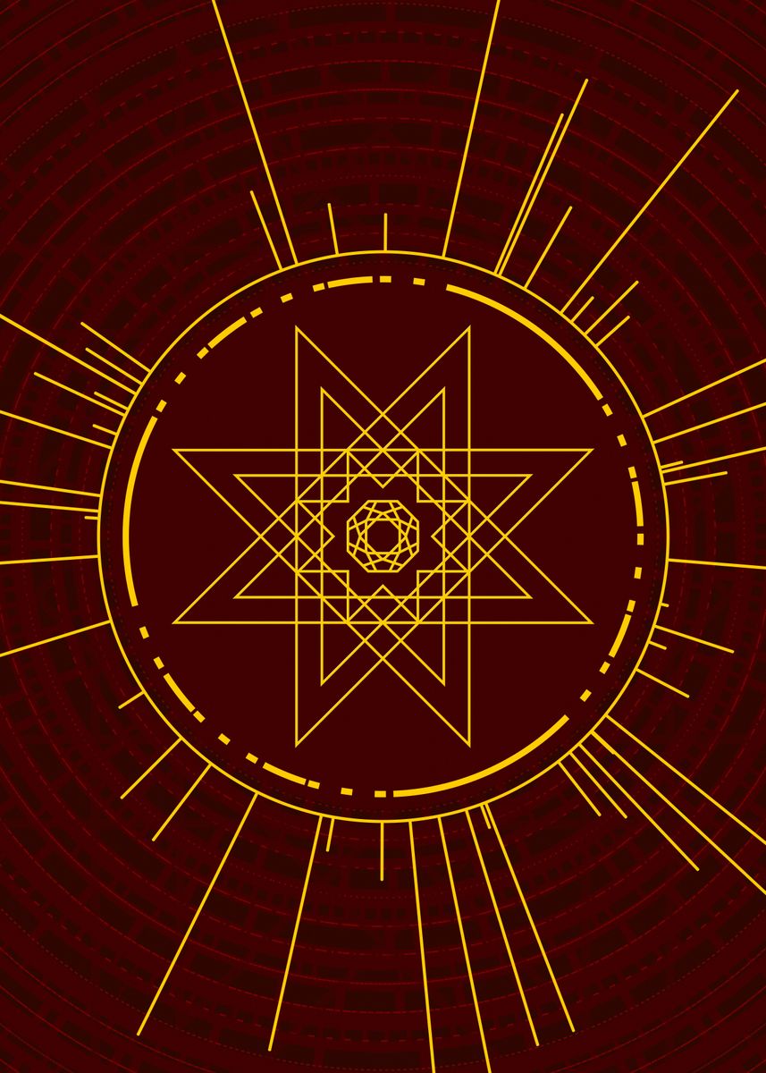 Mandala Rune 'Yellow Glyph Mandala Rune' Poster by Holy Rock Design | Displate