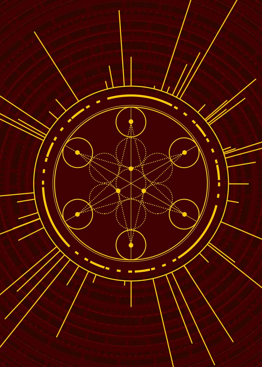 Mandala Rune 'Yellow Glyph Mandala Rune' Poster, picture, metal print, paint by Holy ...